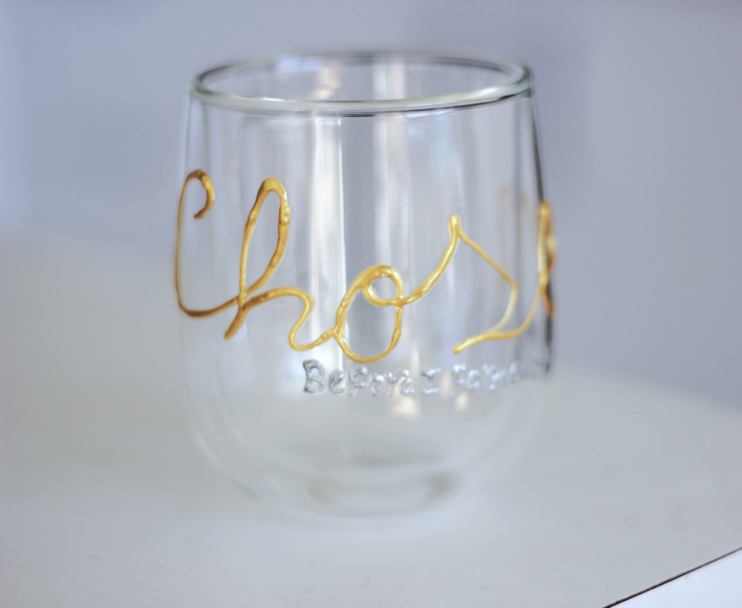 Chosen personalised hand-painted double wall glass mugs