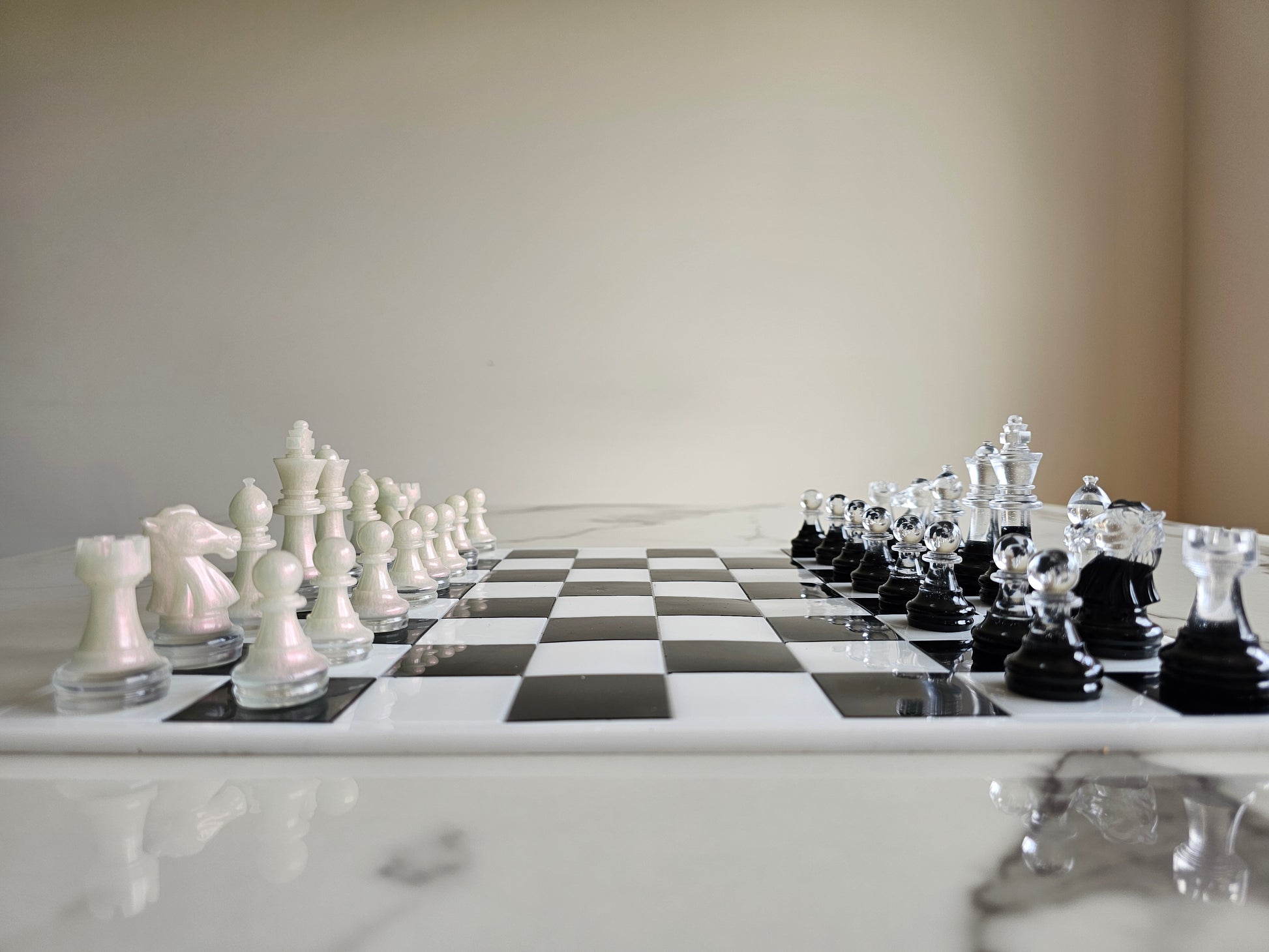 Custom resin chess set gift for chess enthusiasts and collectors