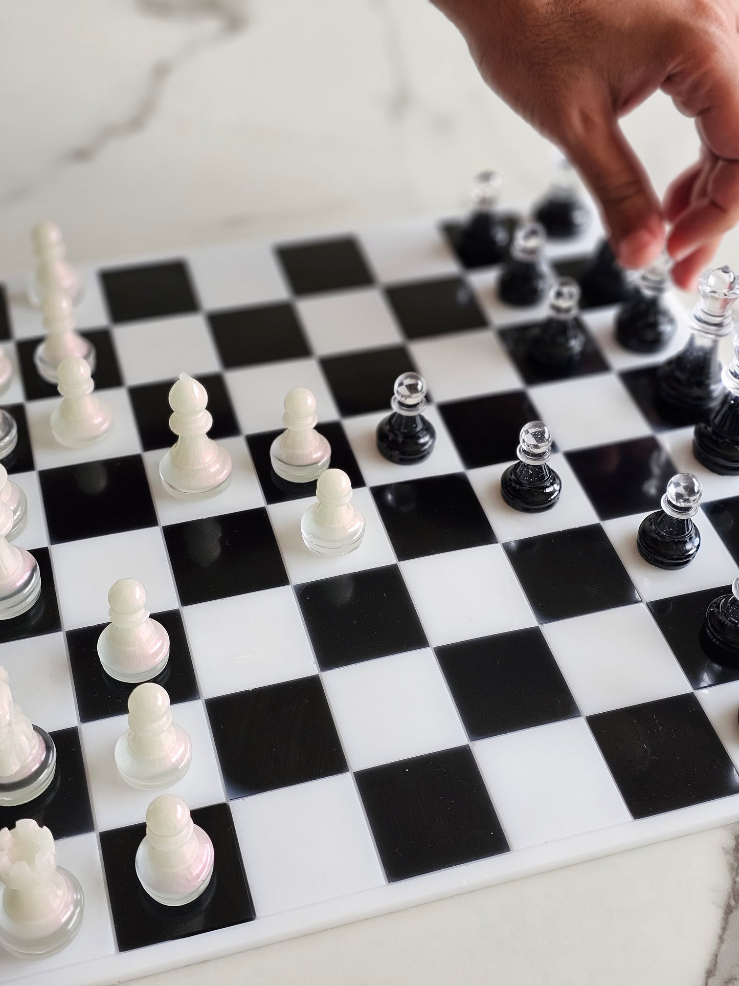 Custom Handmade Resin Chess Set – Unique Artistic Game Board