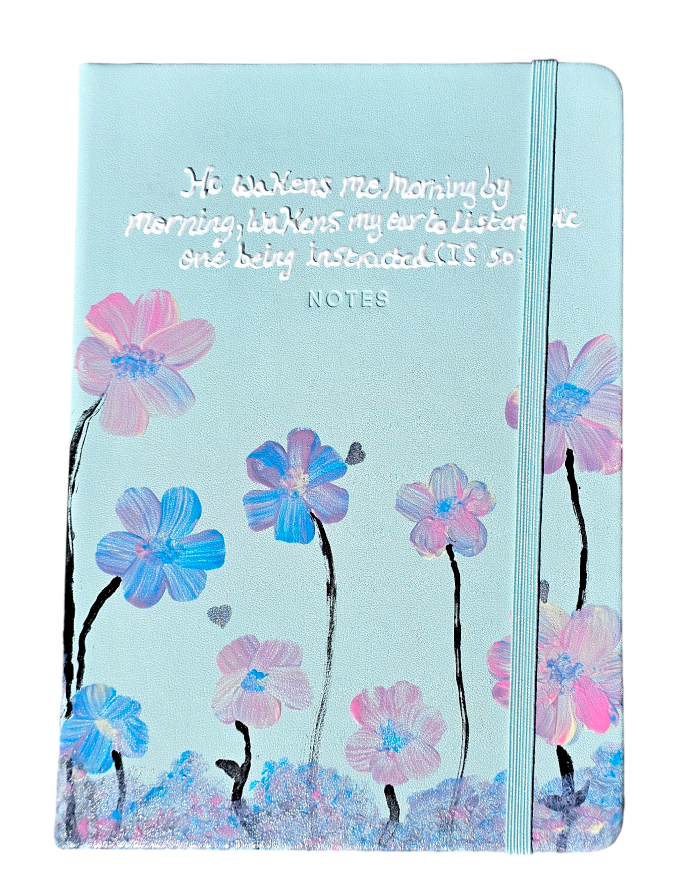 Personalised hand-painted mint green journal