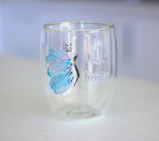 personalised hand-painted double wall glass mugs (New creation)