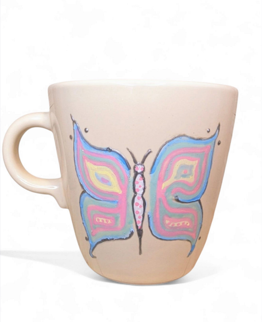 Personalised hand-painted vibrant butterfly mug