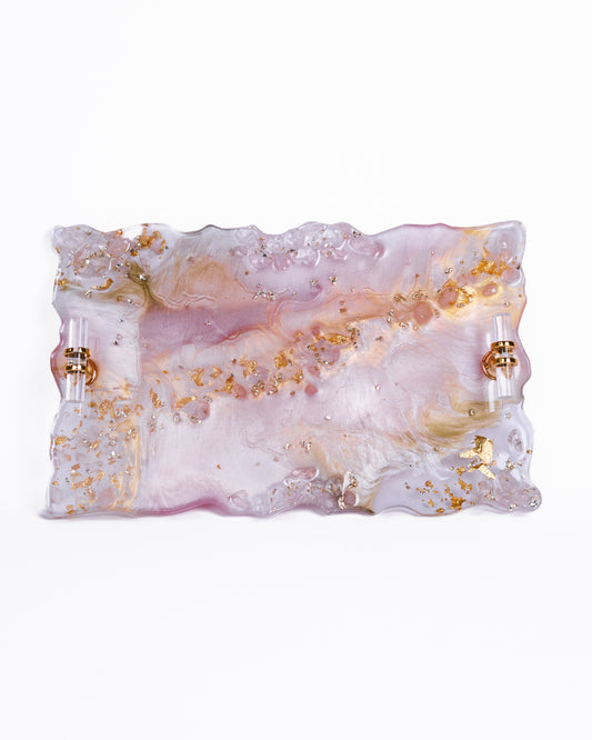 Personalised baby pink resin serving tray and coaster set