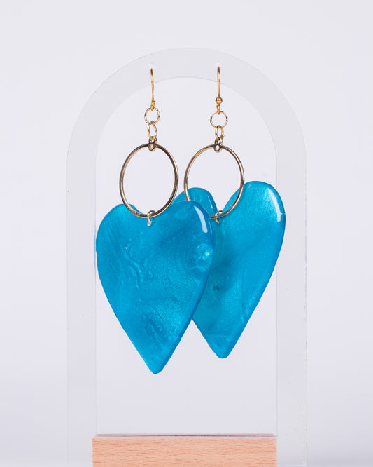 Ocean heart-shaped handmade earrings
