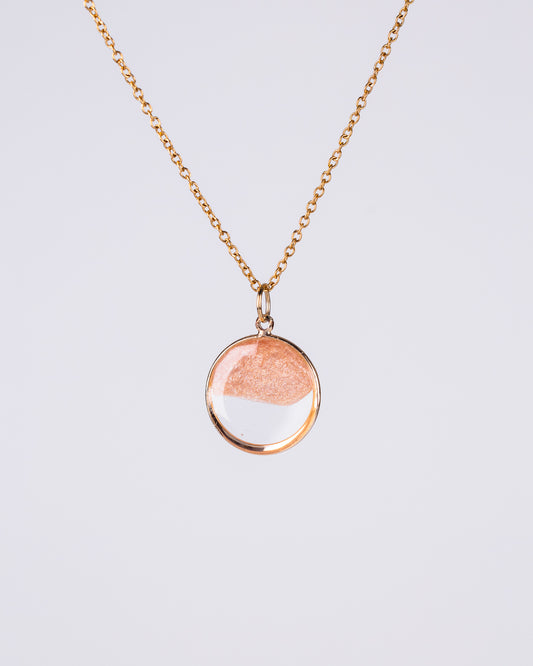 Personalised gold-plated beige and clear necklace