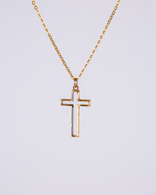 Gold-plated clear cross necklace