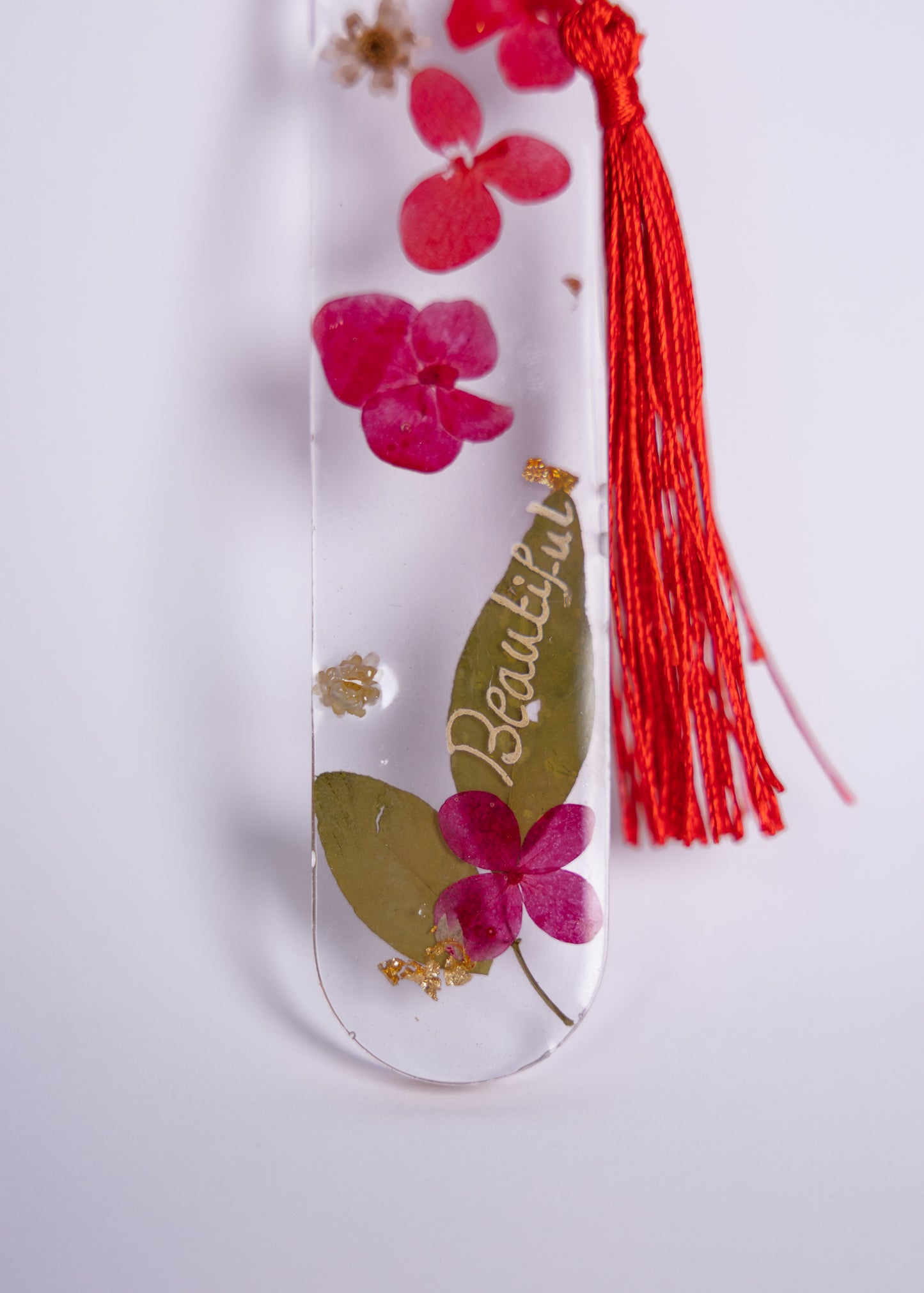 Red Flower Resin Bookmark – Handmade Pressed Floral Gift