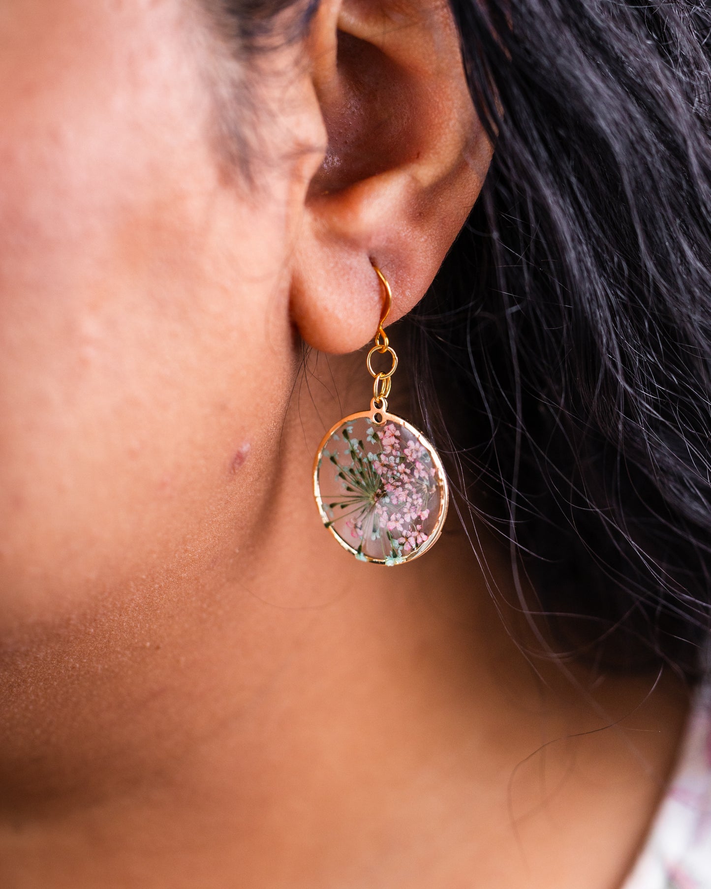 Handmade gold-plated floral earrings