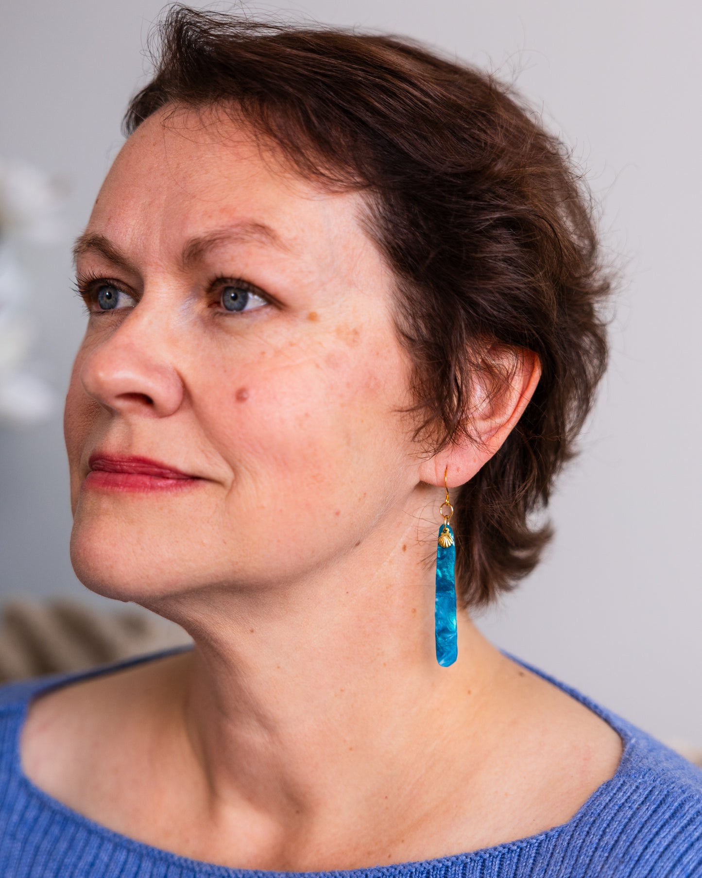 Boucles d'oreilles faites main sur le thème de l'océan