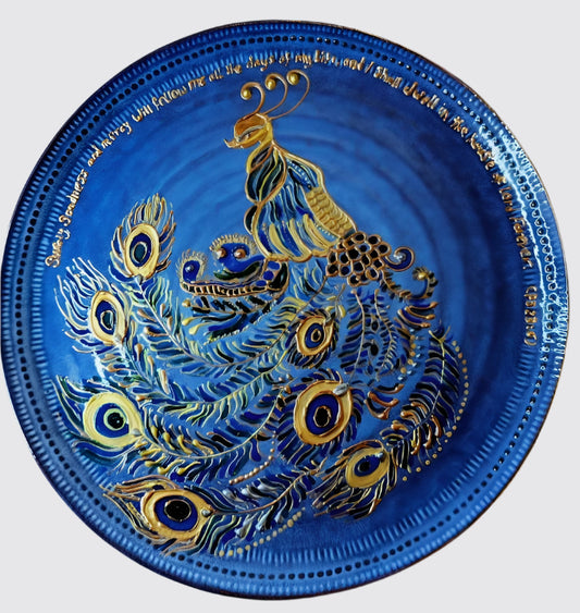 Personalised hand-painted Peacock decorative plate