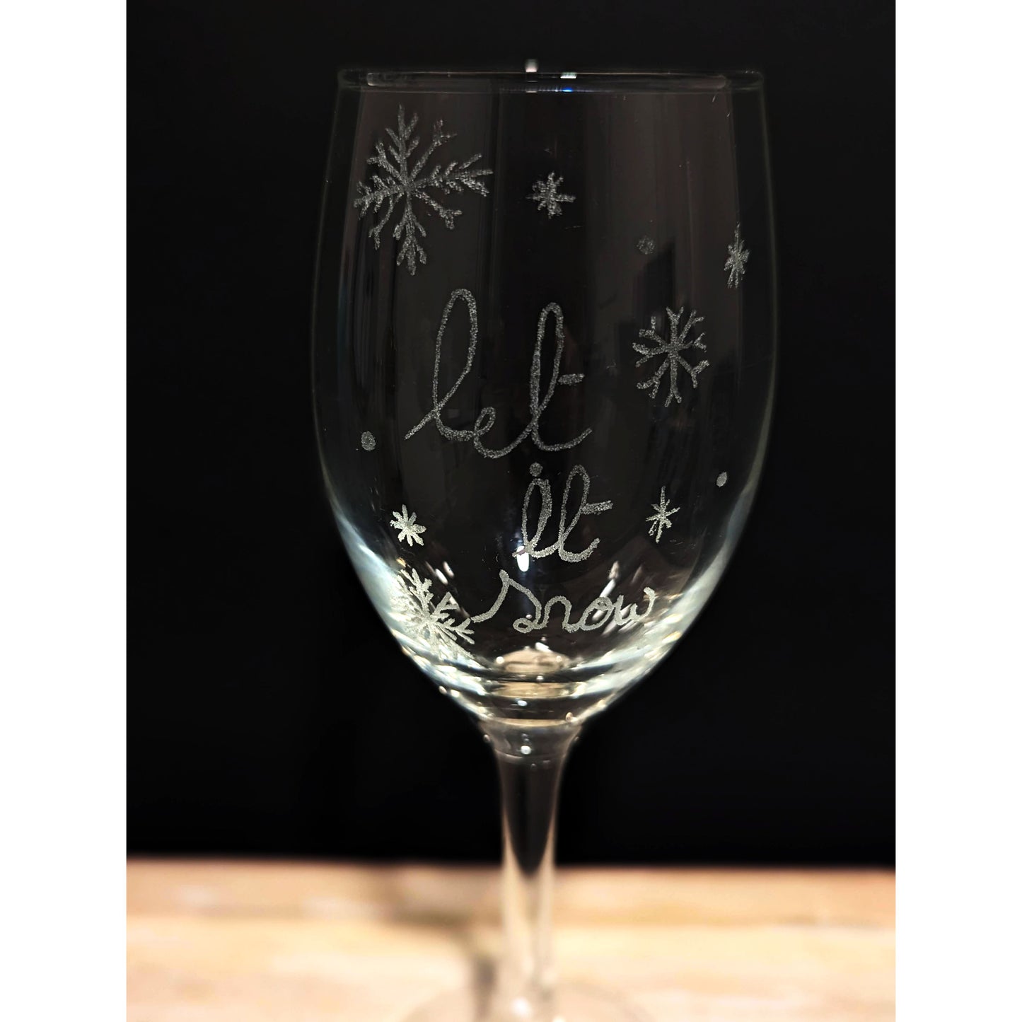 Hand-Carved Christmas Wine & Champagne Glasses
