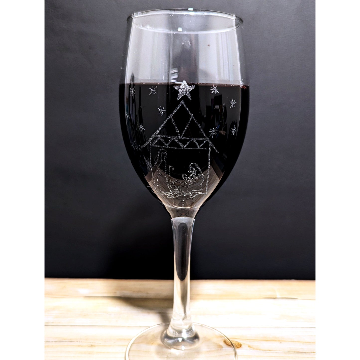 Hand-Carved Christmas Wine & Champagne Glasses