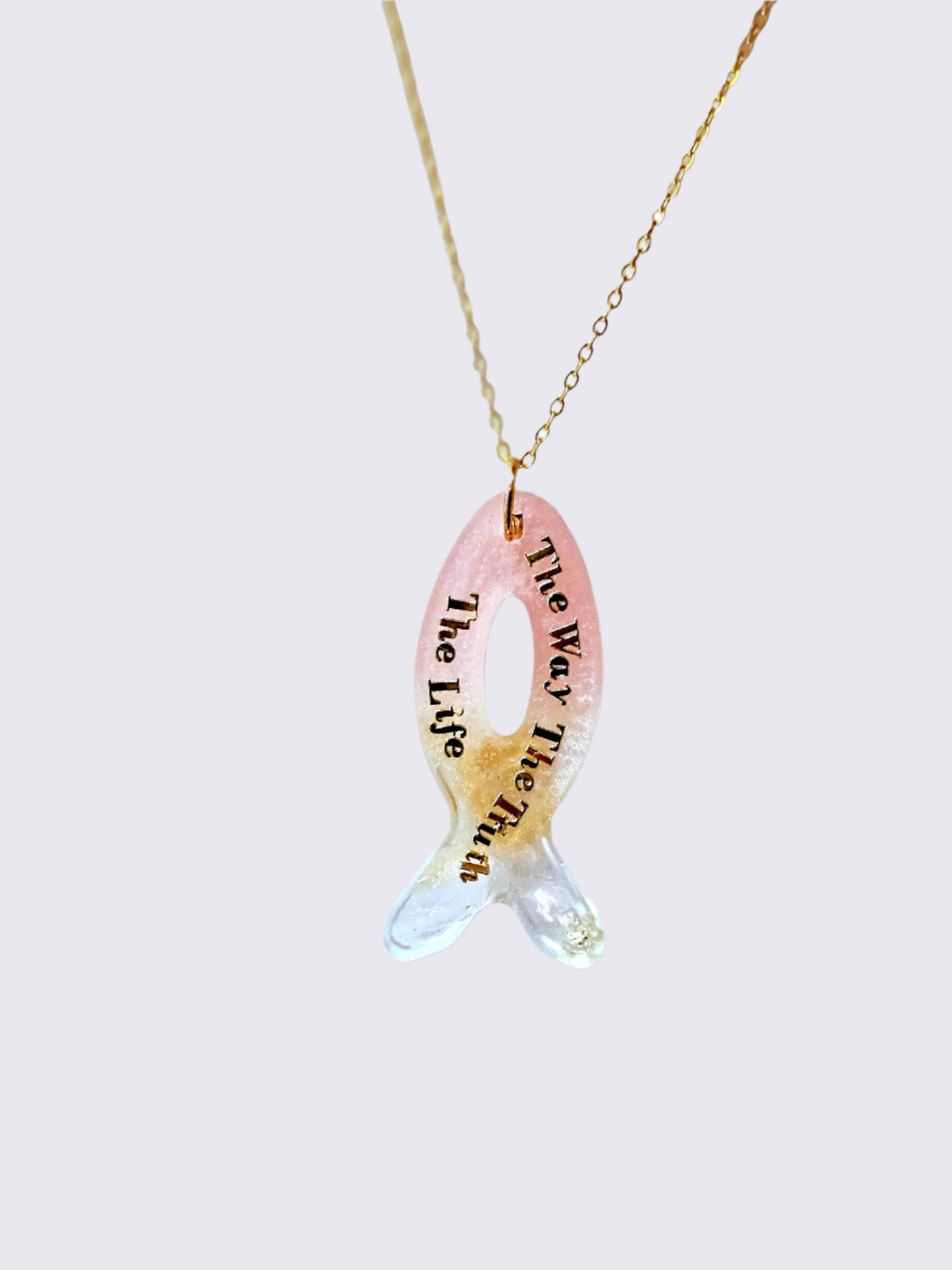 Collier poisson chrétien plaqué or personnalisé