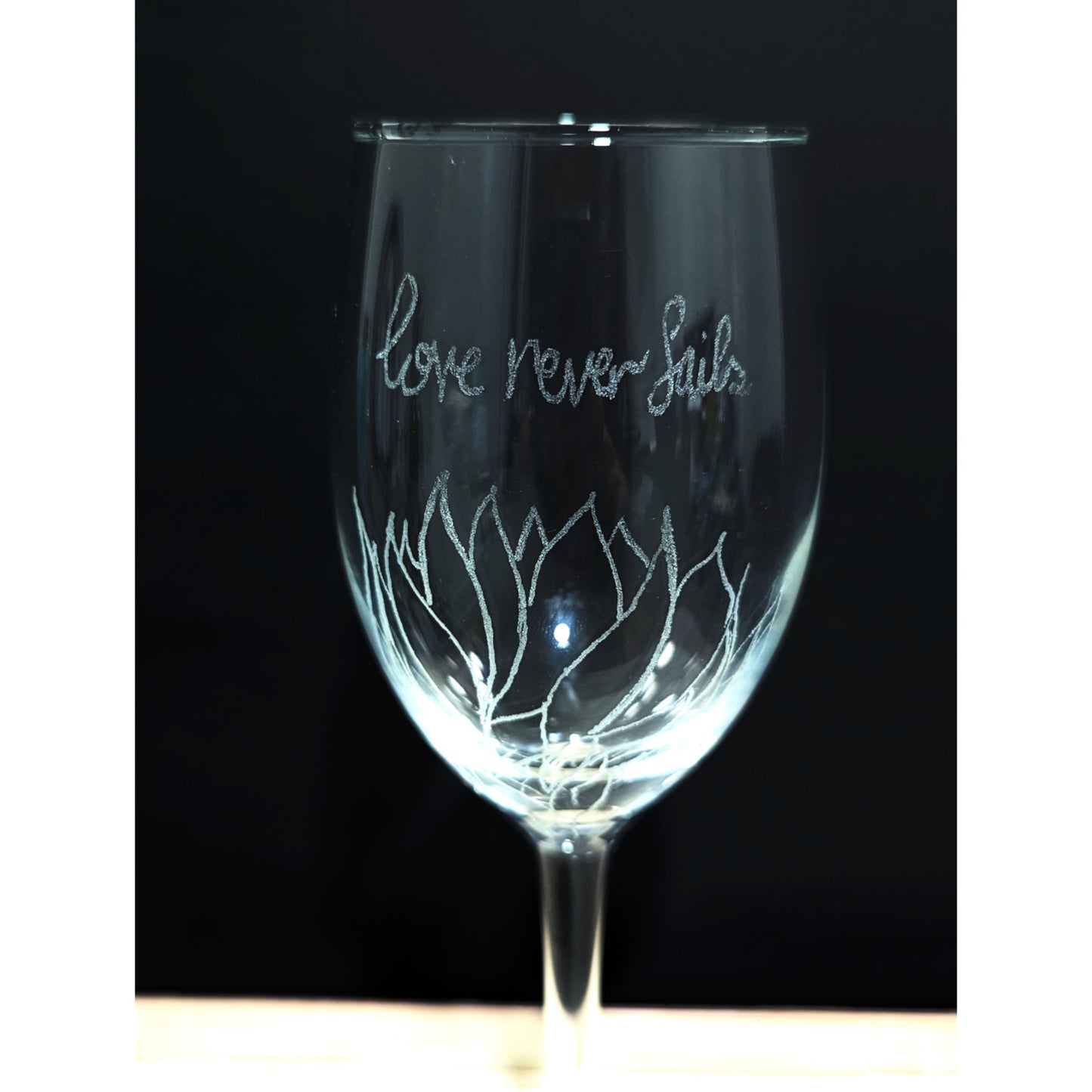 Hand-Carved Christmas Wine & Champagne Glasses