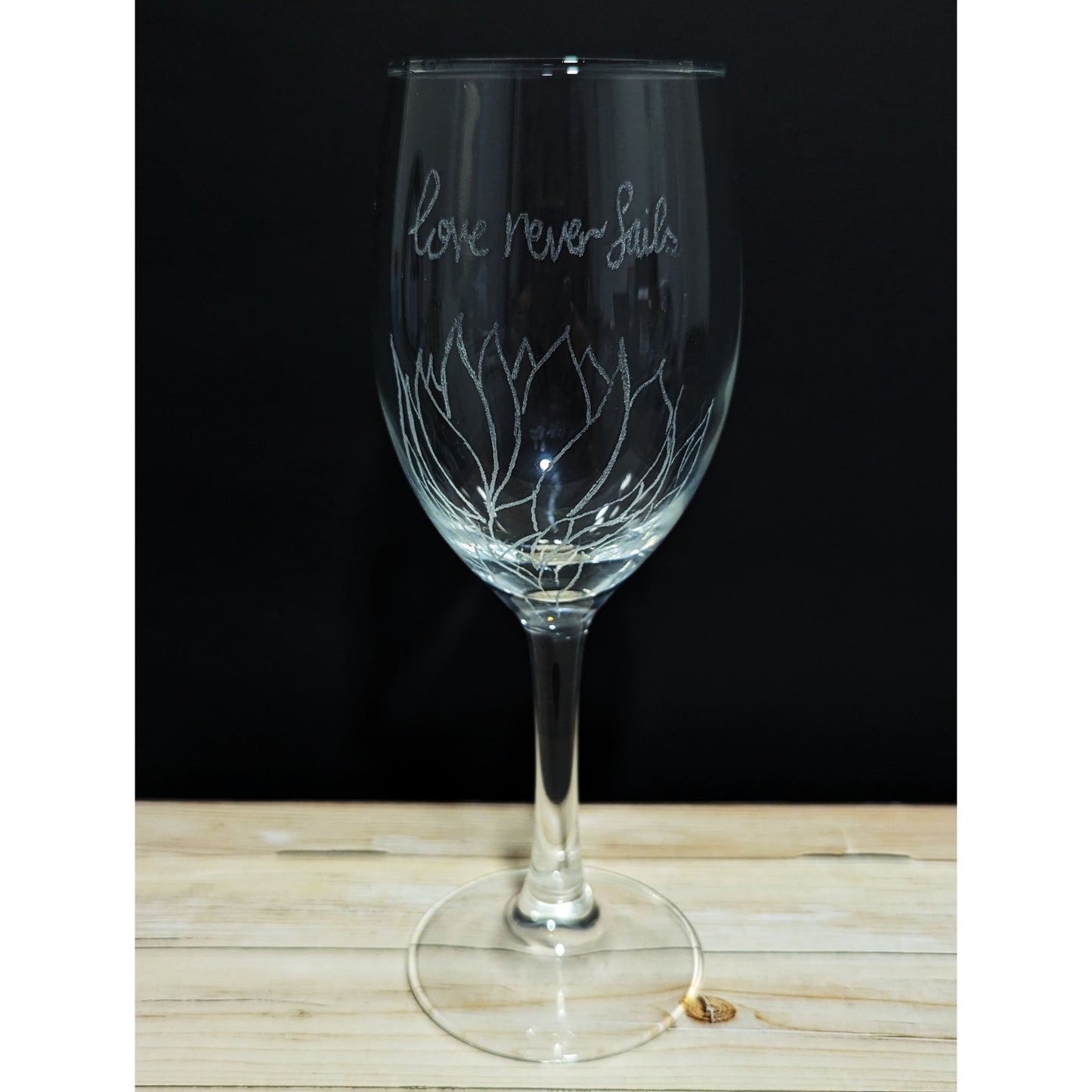 Hand-Carved Christmas Wine & Champagne Glasses