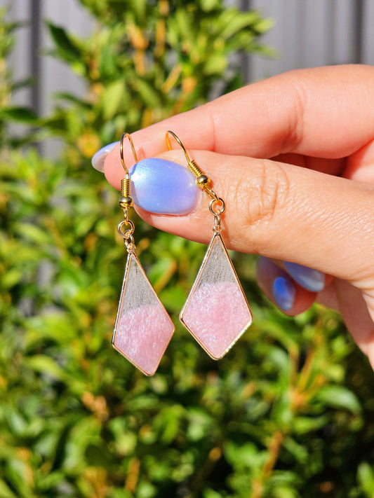 Handmade gold-plated baby pink earrings