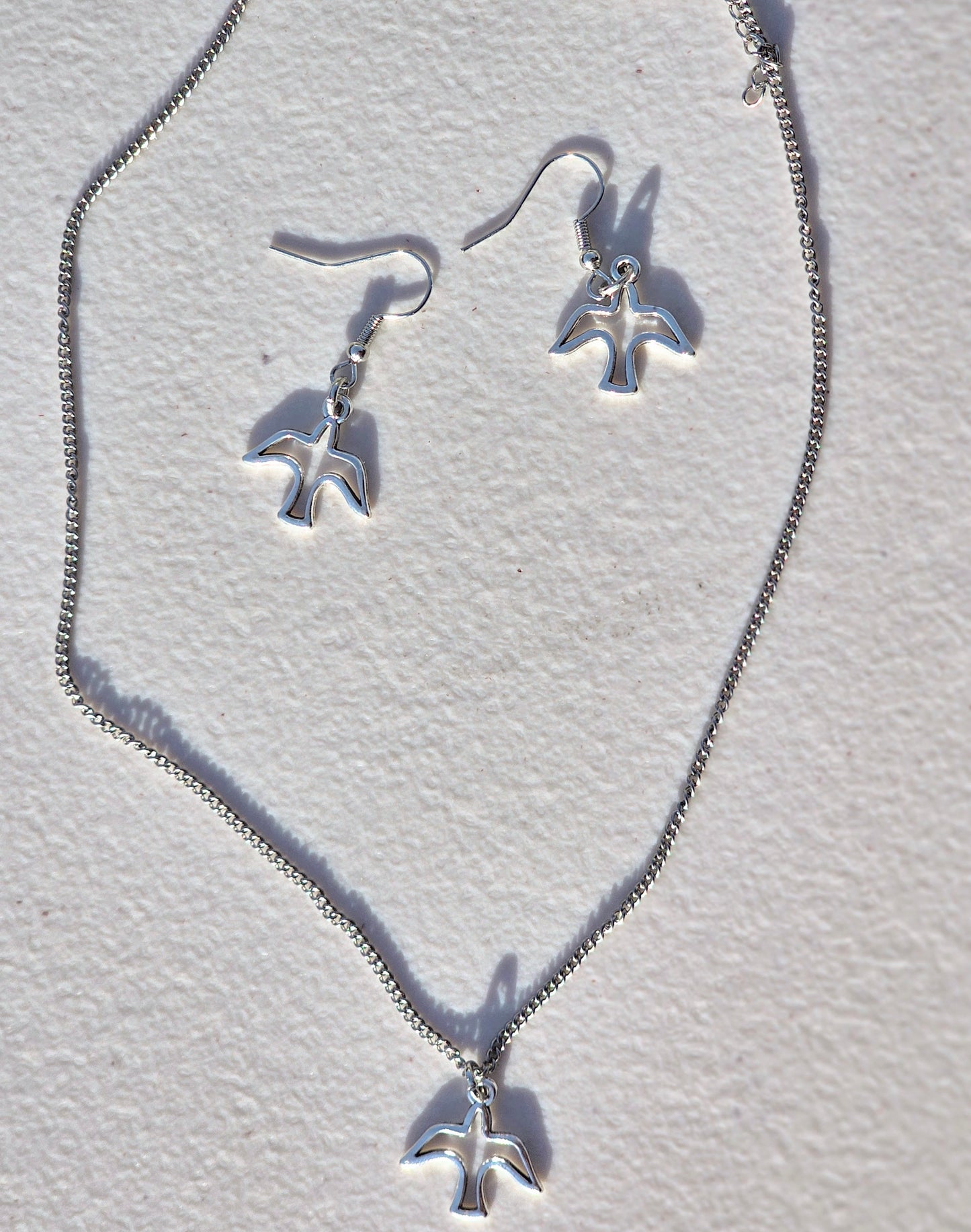 Stainless steel dove jewellery set