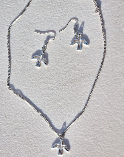 Stainless steel dove jewellery set