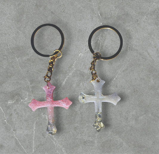 Personalised handmade cross keychains