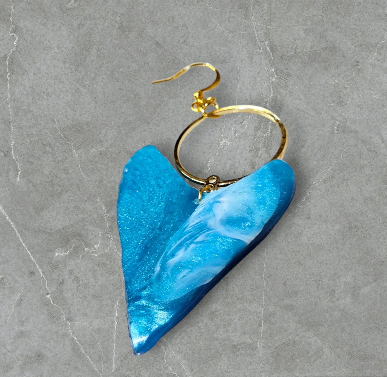 Ocean heart-shaped handmade earrings