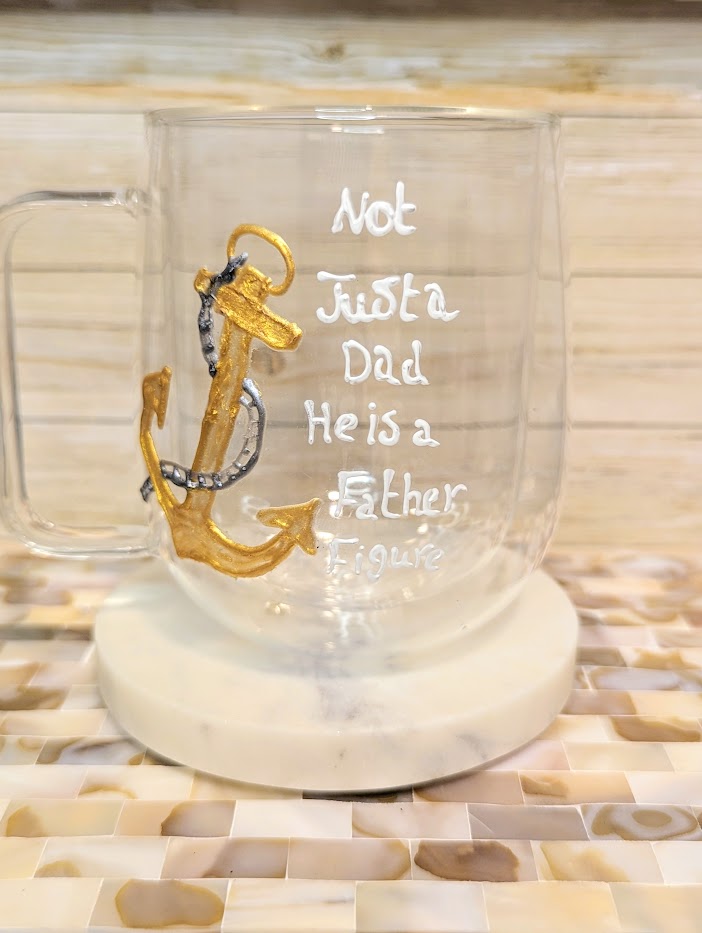 personalised hand-painted double walled glass mug for. Not just a Dad he is a Father figure. Father's Day mugThis personalised double walled glass mug is the perfect gift to show your appreciation to you Dad. Whether it is a birthday, Christmas or Father`