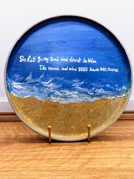 Personalised hand-painted ocean-themed decorative plate