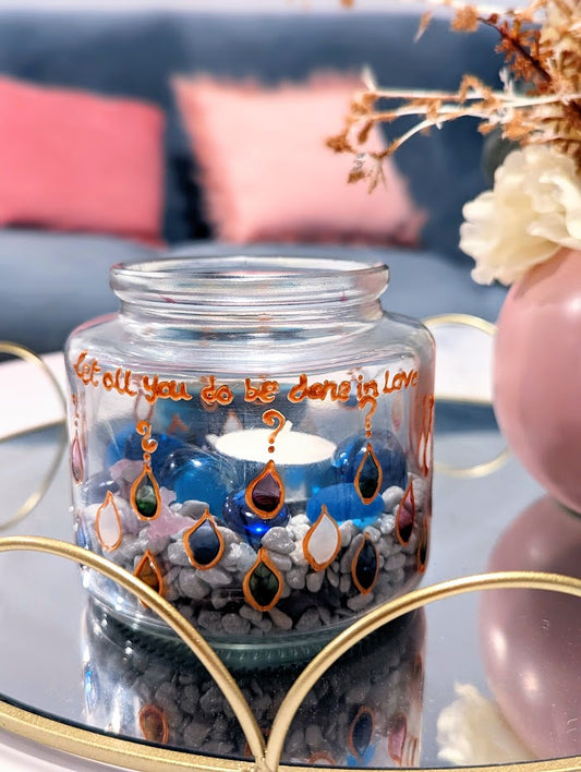 Personalised vibrant hand-painted glass jar (Dishwasher-safe)Hand-painted glass jar. The perfect gift for birthdays, Mother’s Day, bridal showers, housewarming and also a great decor for your kitchen or dining room! This jar is made from heat-proof glass.