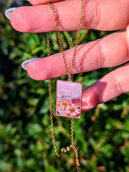 Handmade gold-plated pink and clear Jewellery set