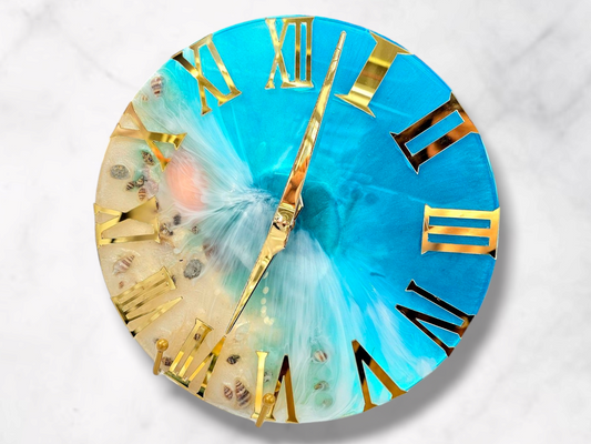 Ocean-themed handmade wall clock