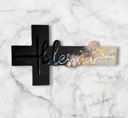 Faith/ Blessed handmade resin cross