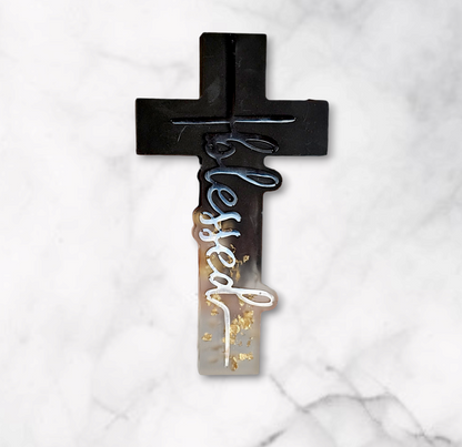 Faith/ Blessed handmade resin cross