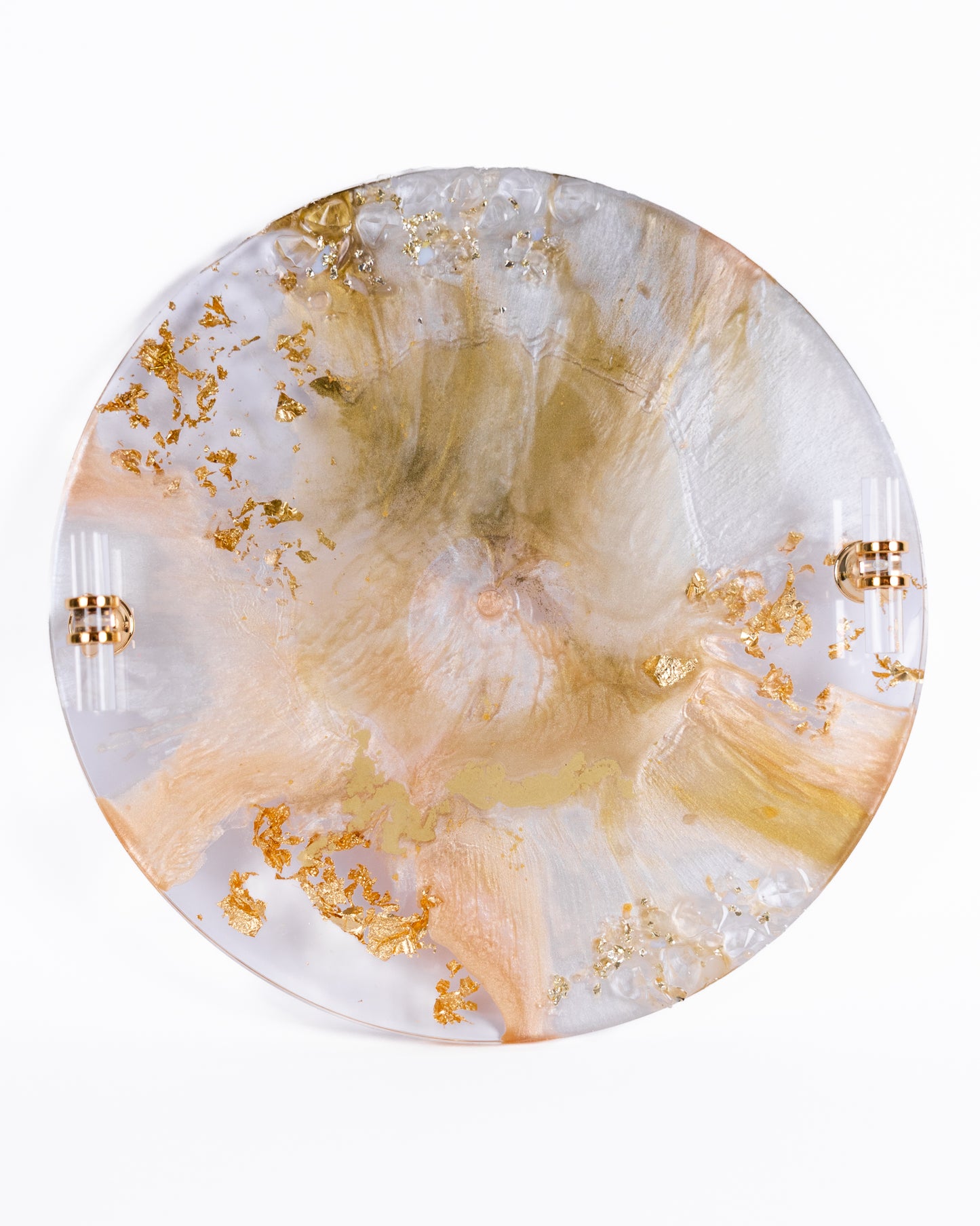 Ensemble de plateaux de service et de sous-verres en résine personnalisés faits à la main de couleur rose pâle 