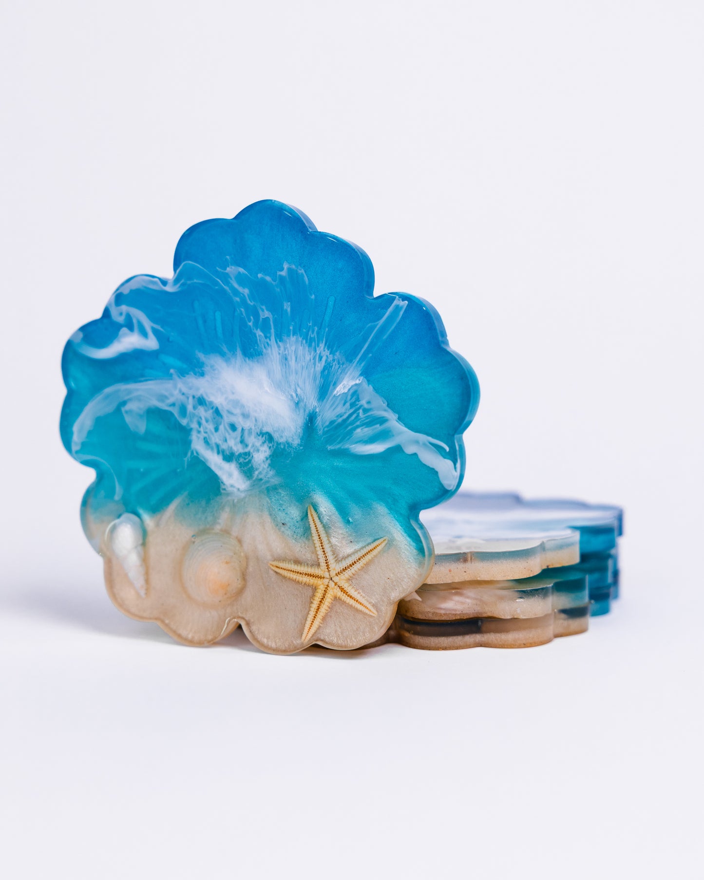 Ensemble de plateaux à fromages personnalisés sur le thème de l'océan avec sous-verres 