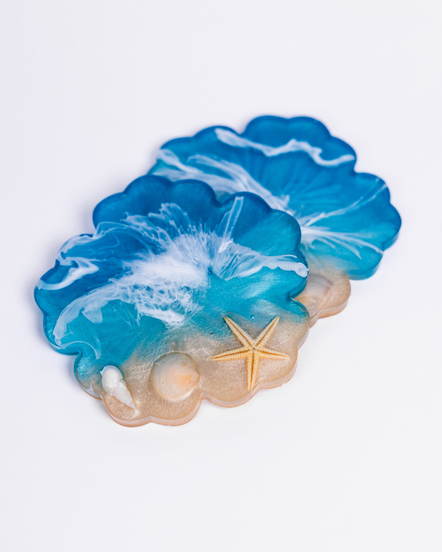 Ensemble de plateaux à fromages personnalisés sur le thème de l'océan avec sous-verres 