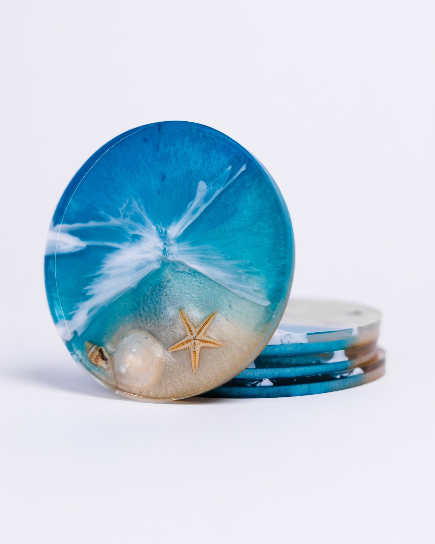 Ensemble de plateaux à fromages personnalisés sur le thème de l'océan avec sous-verres 