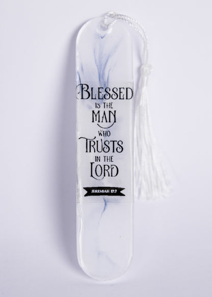 "Blessed is the man" white marble bookmark