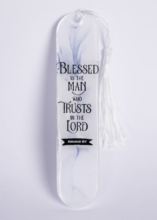 "Blessed is the man" white marble bookmark