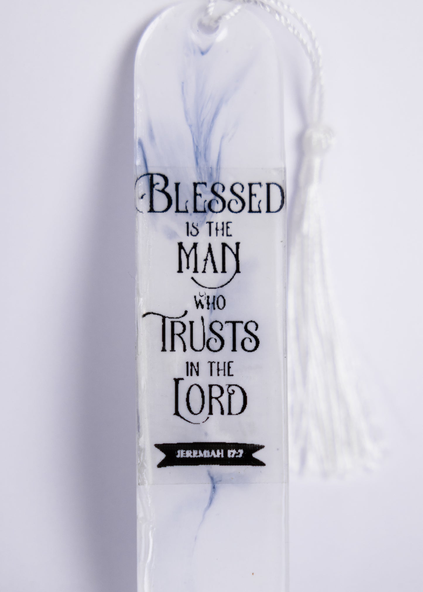 "Blessed is the man" white marble bookmark