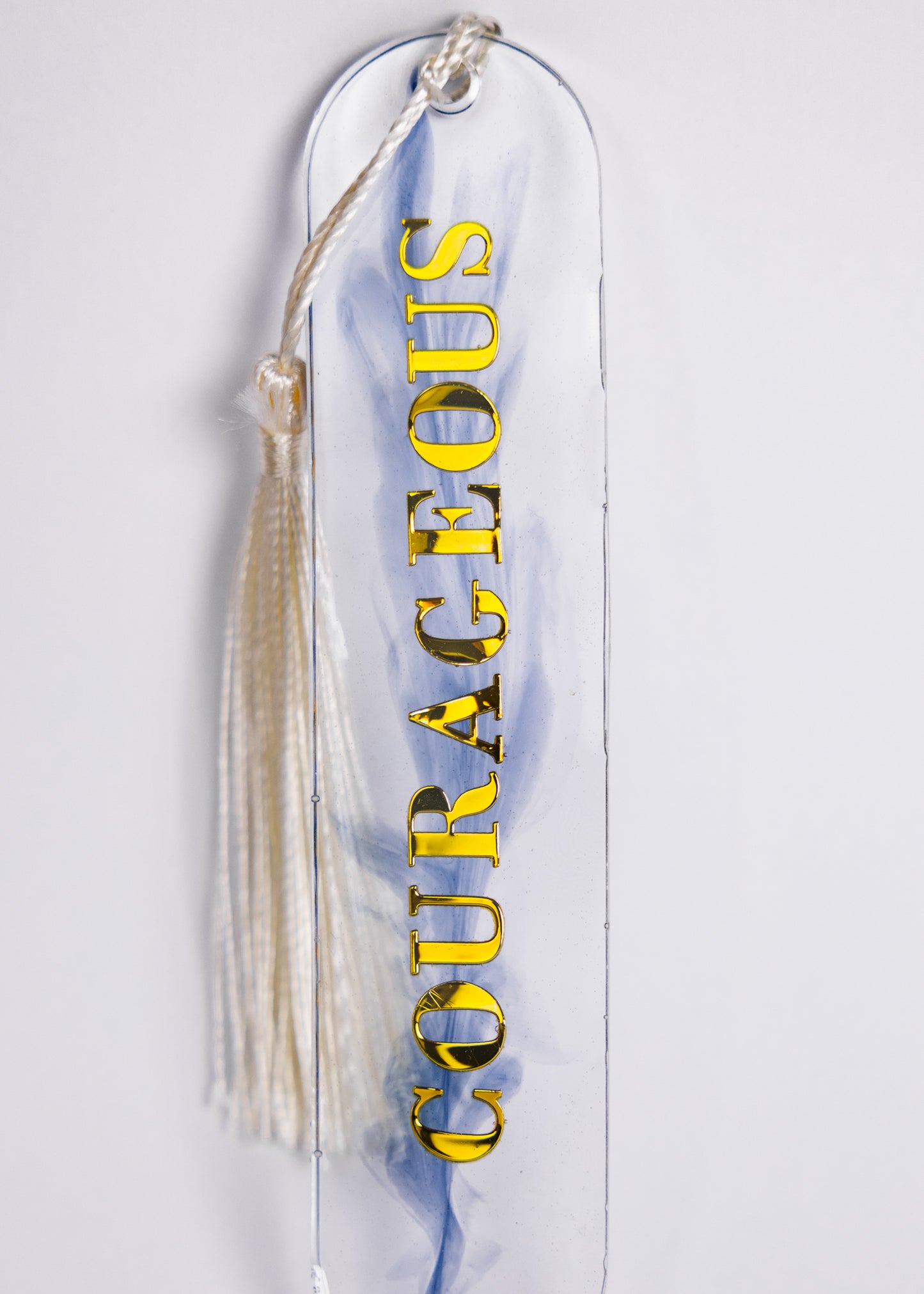 Personalised handmade Clear and gold bookmark