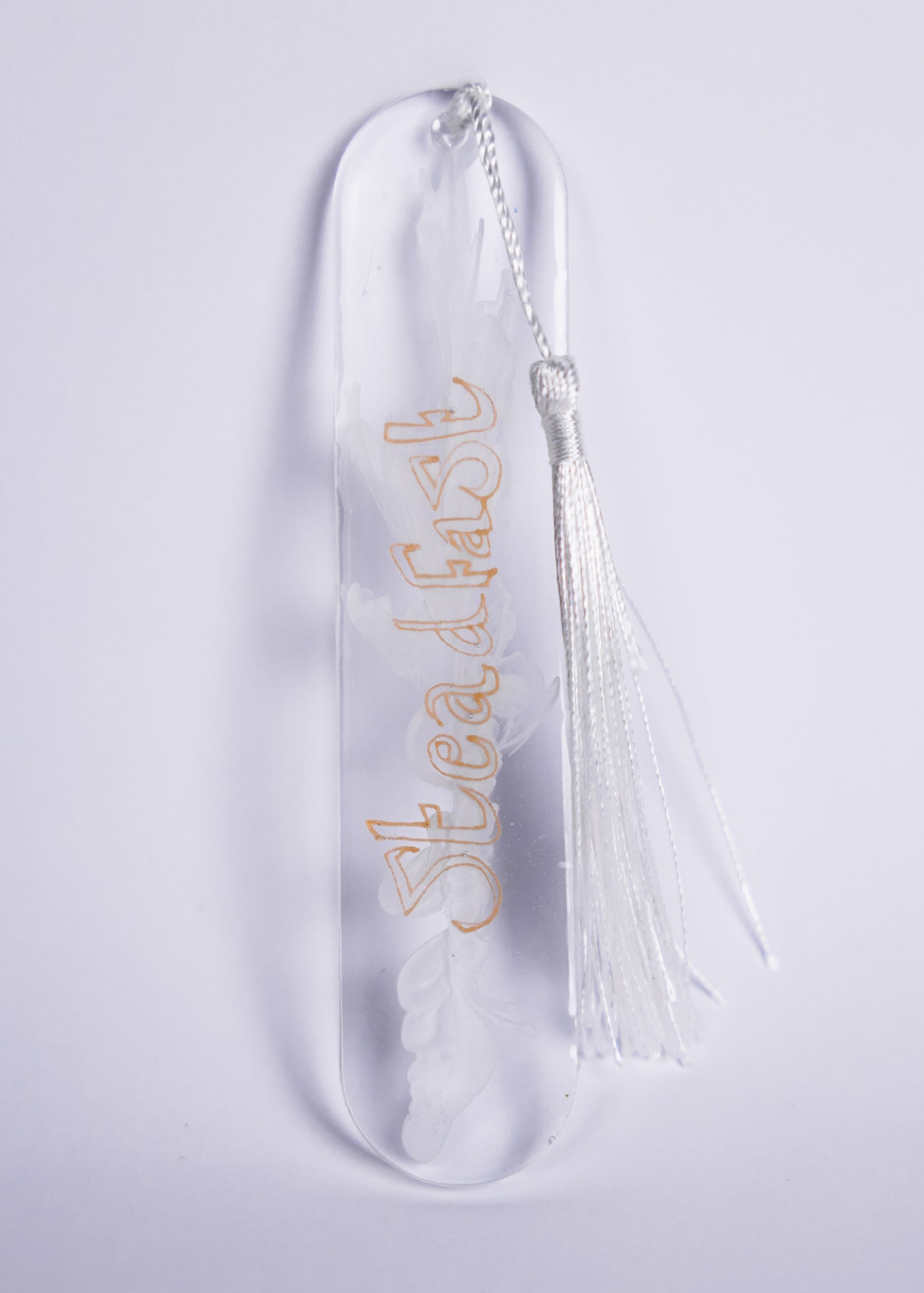 Personalised handmade Clear and gold bookmark