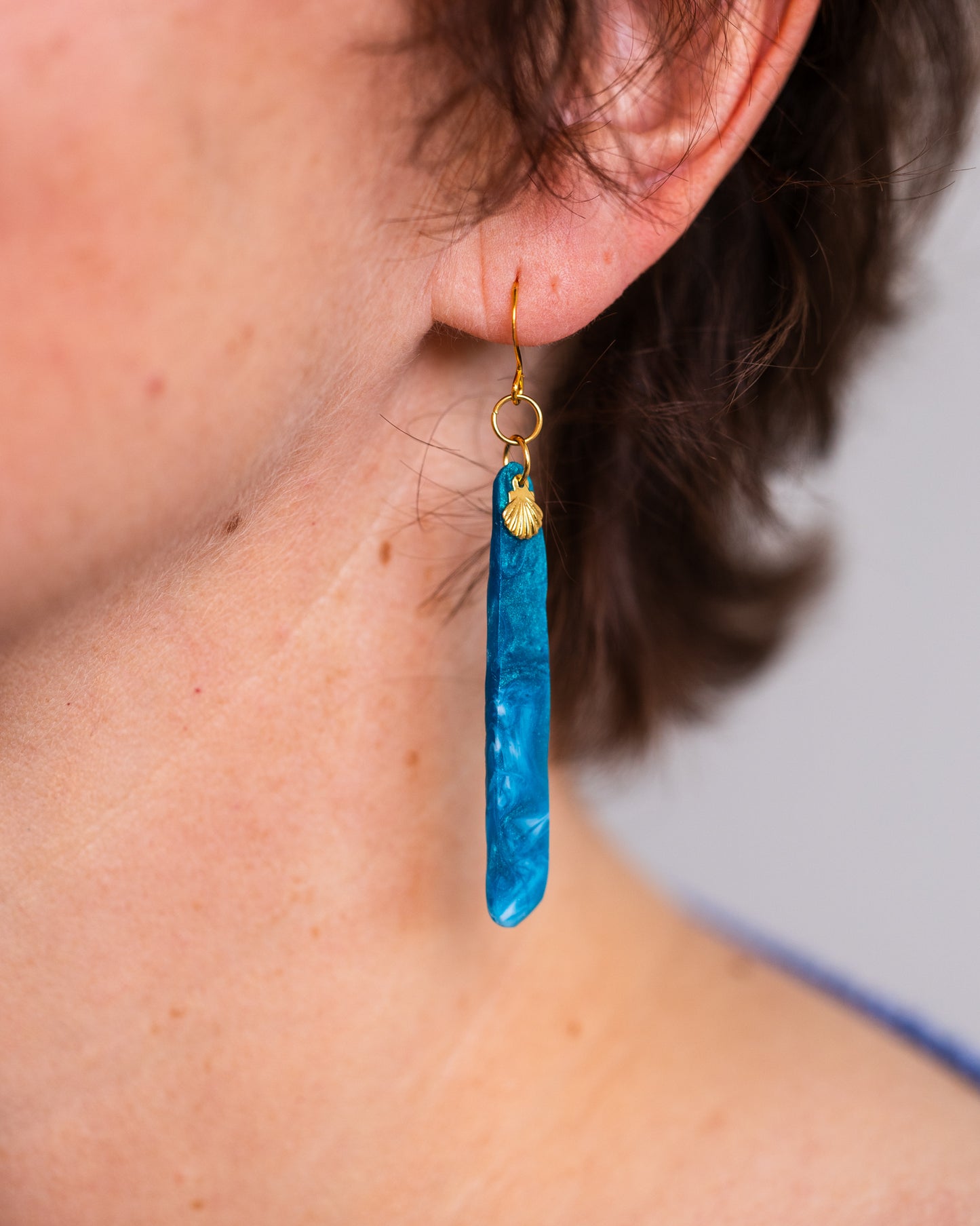 Boucles d'oreilles faites main sur le thème de l'océan