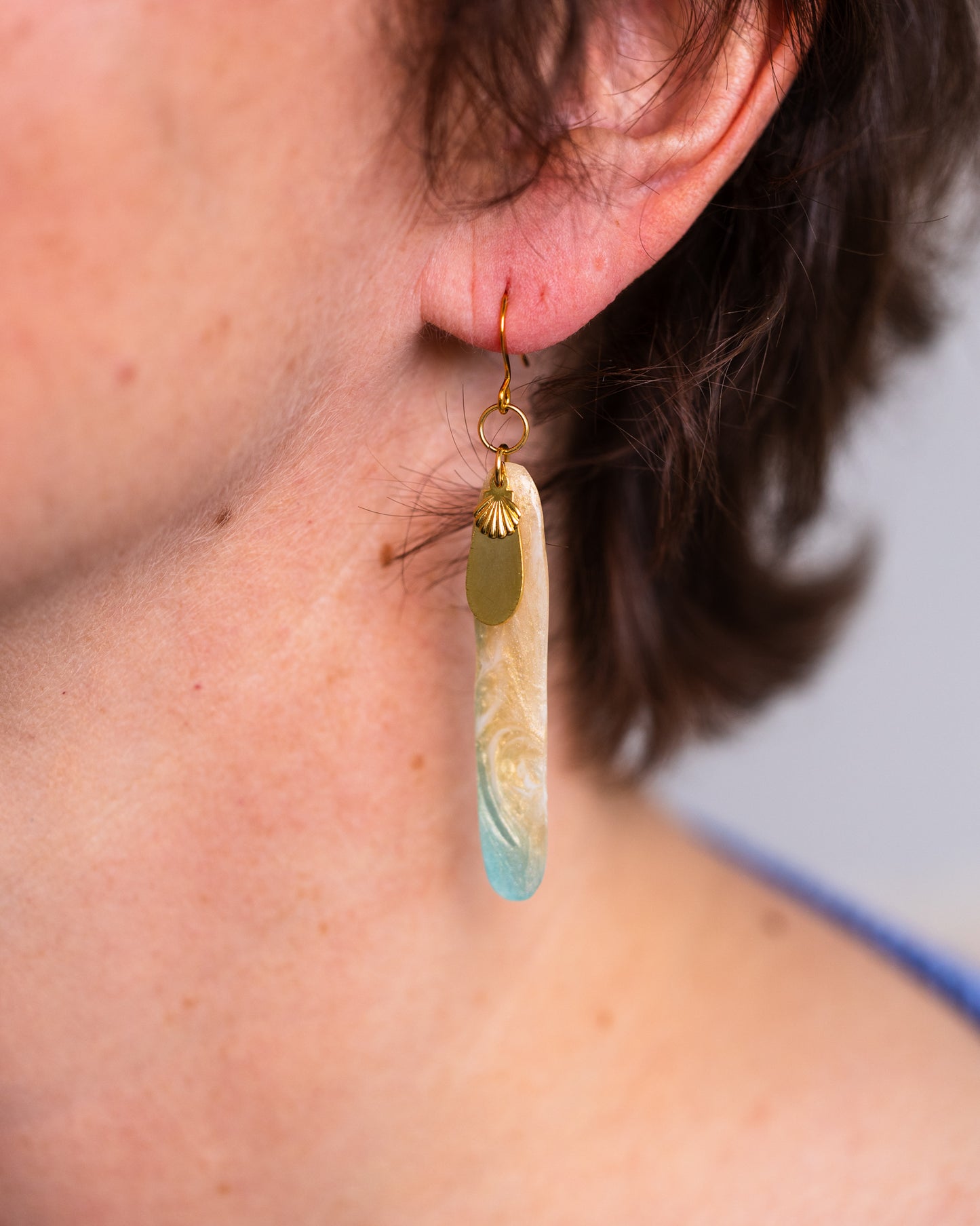 Boucles d'oreilles faites main sur le thème de l'océan