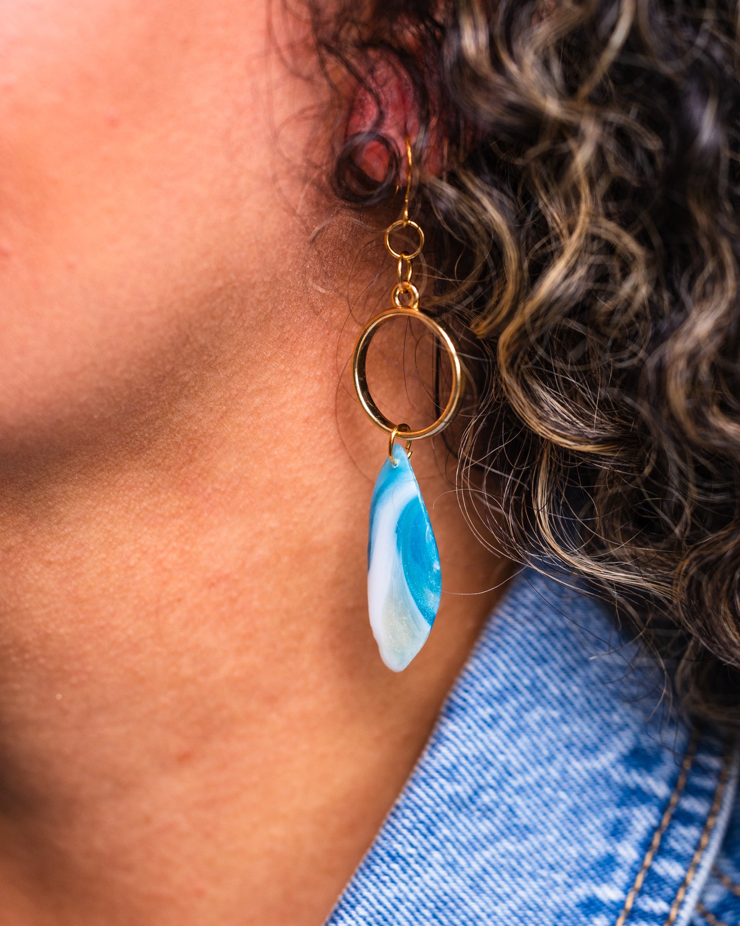 Boucles d'oreilles faites main sur le thème de l'océan