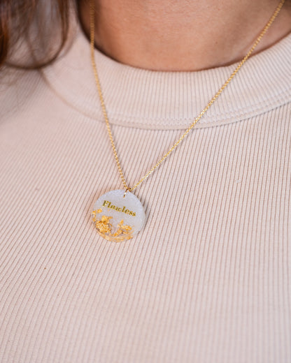 Collier personnalisé fait main en plaqué or (bleu bébé) 