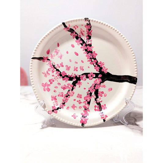 Personalised hand-painted cherry blossoms decorative plate