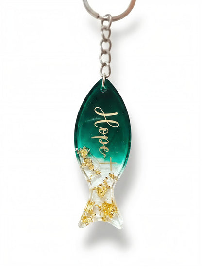 Personalised handmade Christian fish keychains