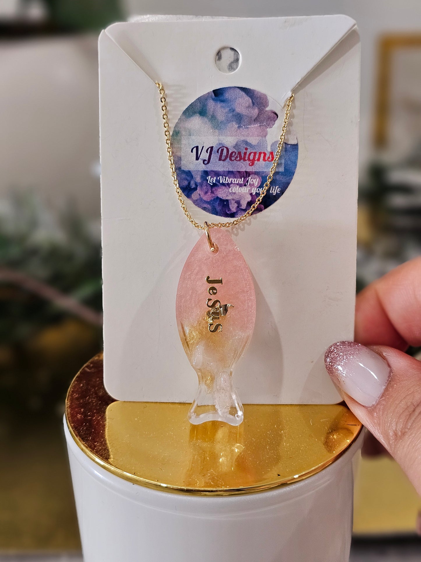 Personalised gold-plated Christian fish necklace