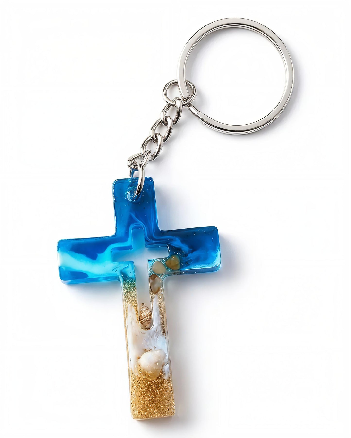 Ocean-themed handmade cross keychains