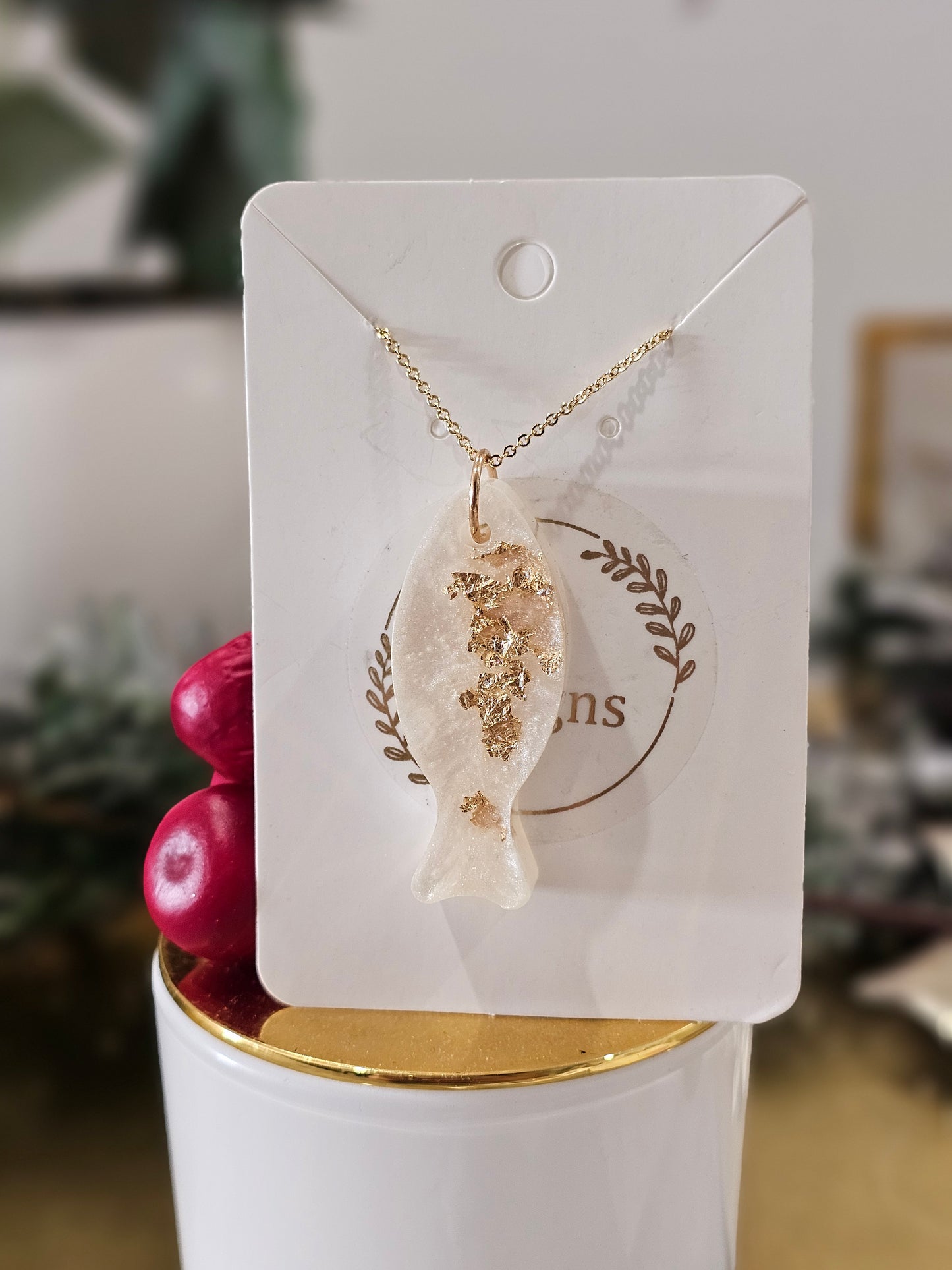 Personalised gold-plated Christian fish necklace