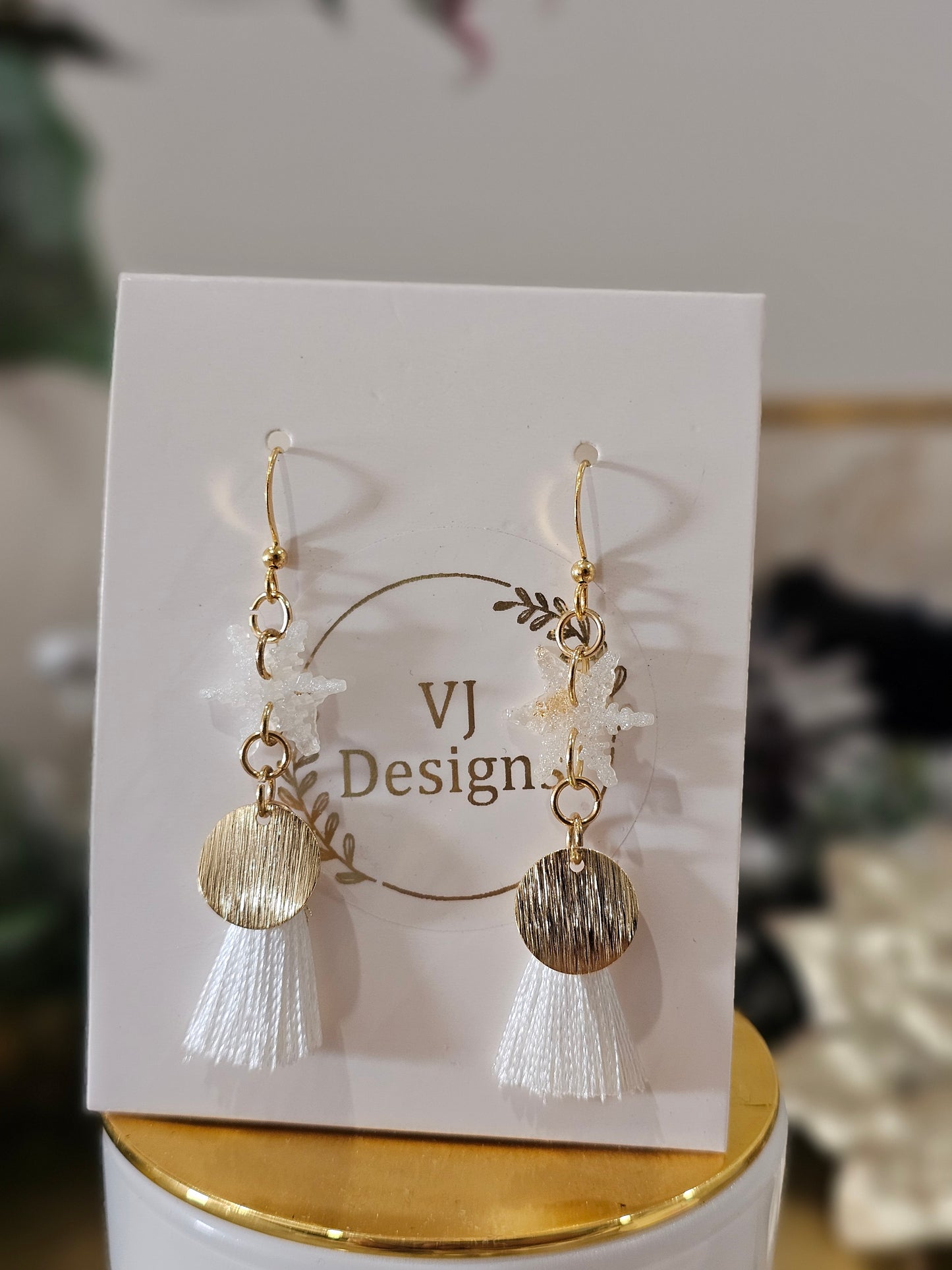 Handmade gold-plated Snowflakes Earrings